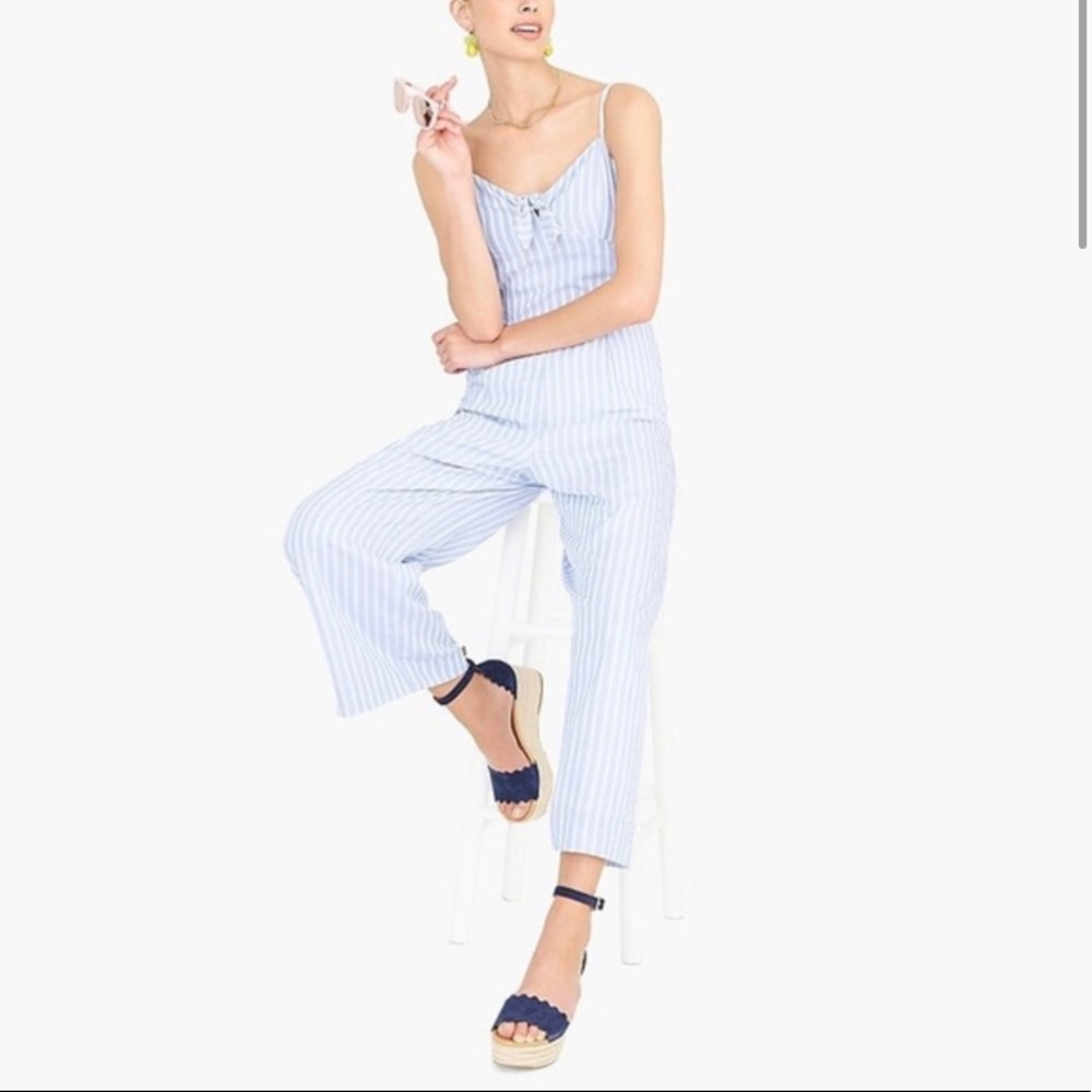 j. crew tie front striped jumpsuit